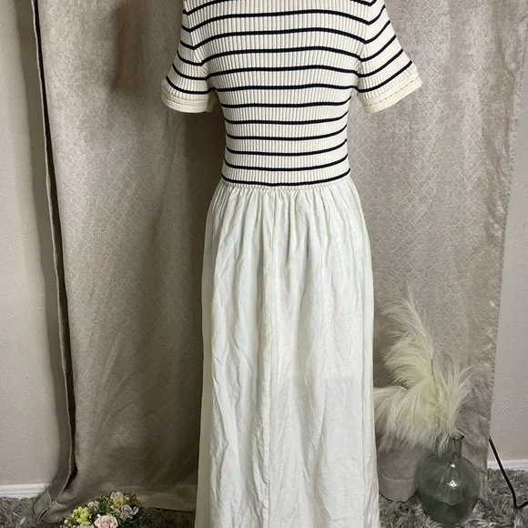 Moon River Black and White Cuffed Sleeve Sundress - Picture 7 of 16